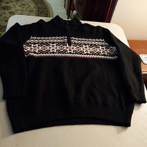 Izod Quarter Zip Men's XL Snowflake Pattern Long Sleeve Sweater